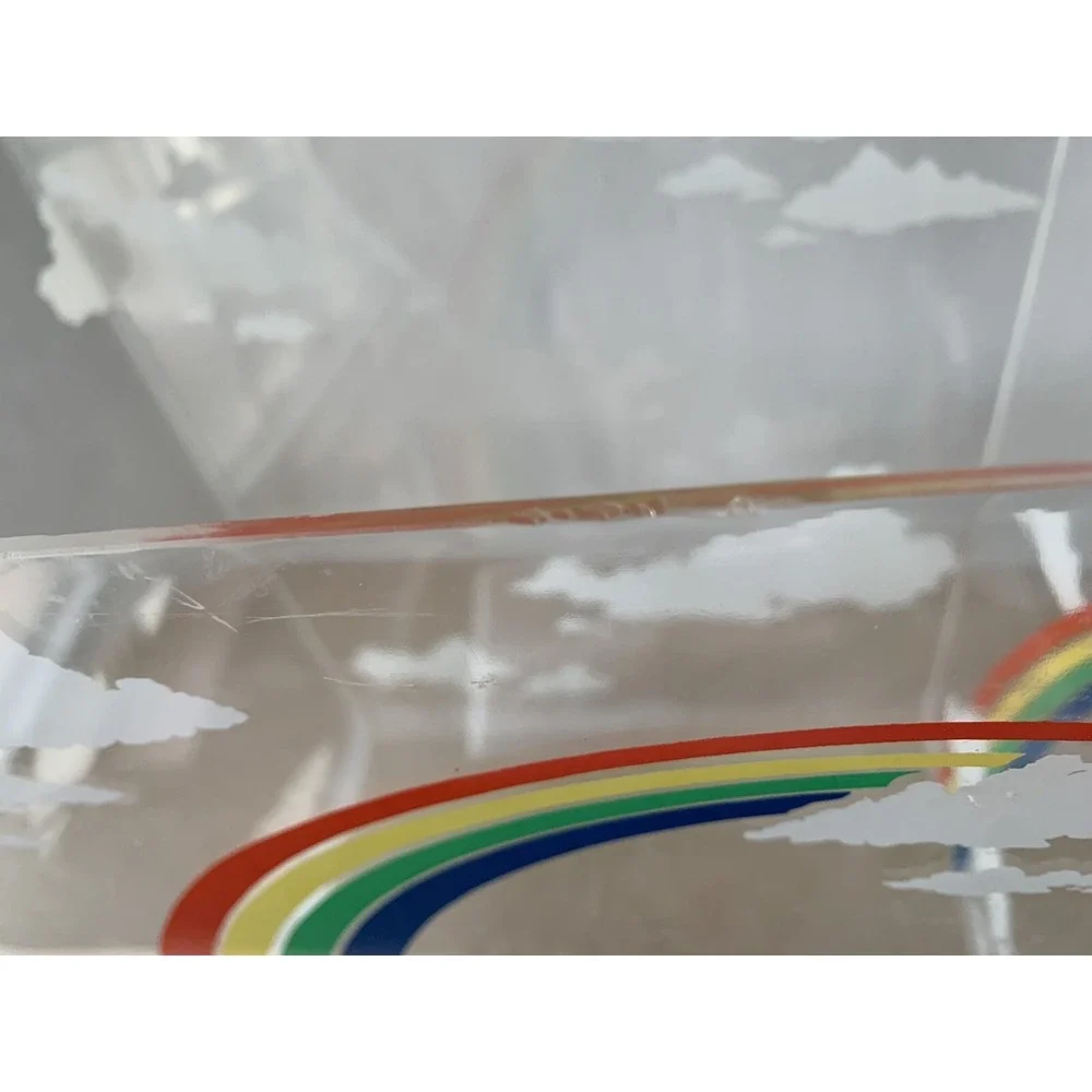 Vintage late 70s/early 80s Rainbow Clouds Lucite Acrylic Waste Bin Trash Can